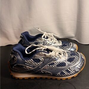 Bottega Veneta Navy and Silver Men's Shoes